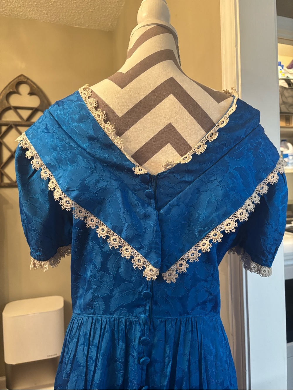 Vintage Handmade Royal Blue Gown - Picture 6 of 12